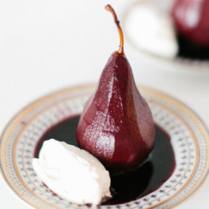 Holiday Mulled Wine Poached Pears