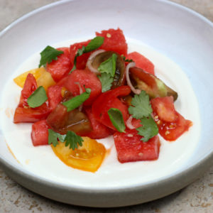 Tomato and Watermelon Salad with Whipped Feta
